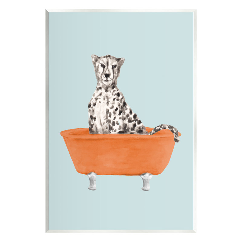 Stupell Industries Turquoise Cheetah In Tub Wall Plaque Art Design By Lanie Loreth, H 19 po x l 13 po x P 0,5 po