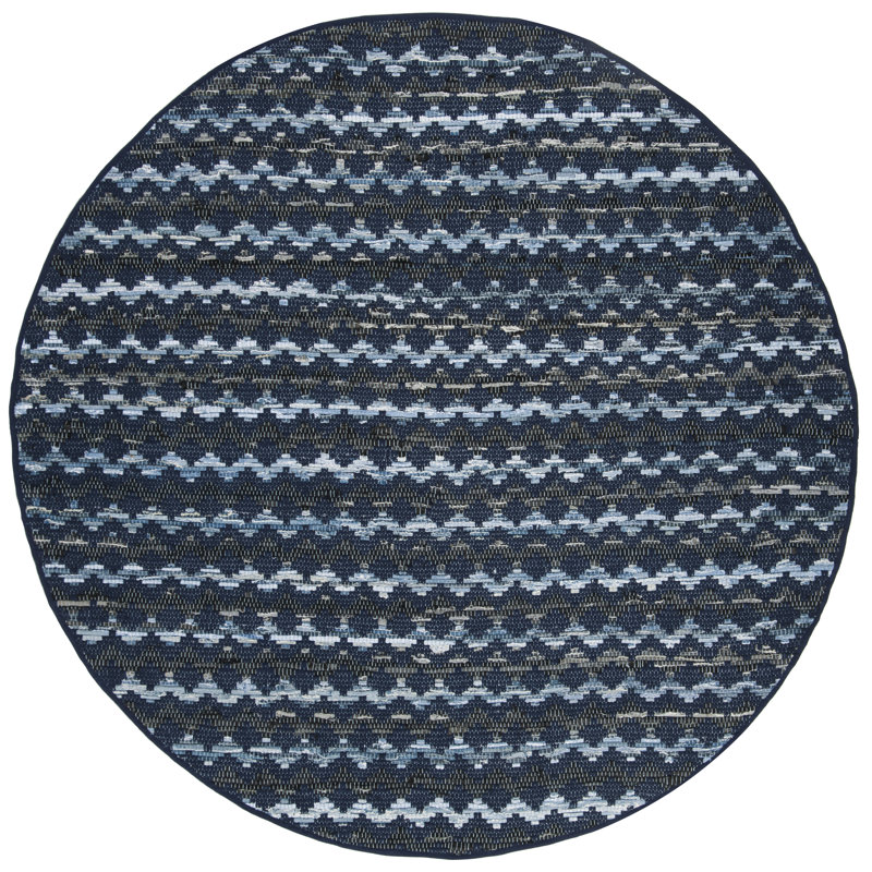 Amaral Hand Woven Cotton Chevron Rug, Round 6'