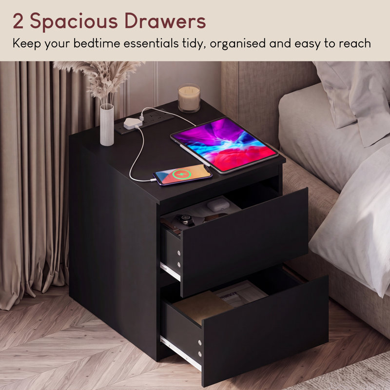 39.5 cm W Bedside Table, Black