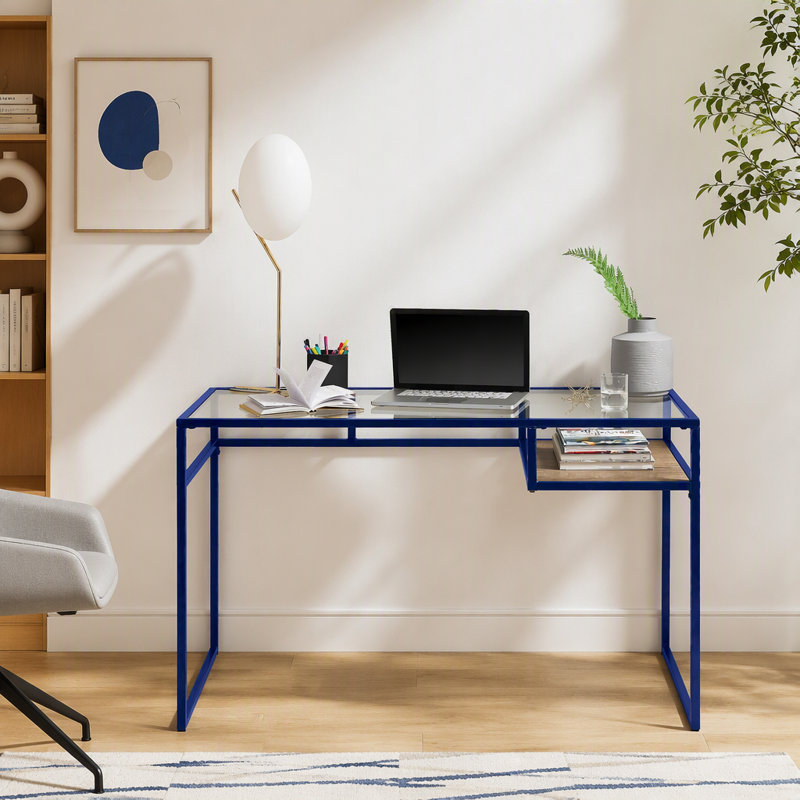 Bureau d'écriture avec rangement 48 po, Bleu