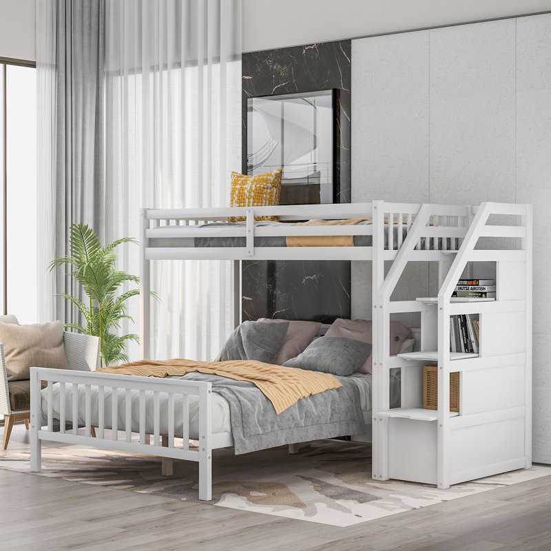 Lit superposé simple au-dessus de double en L Douglaston, Blanc