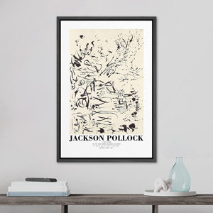 SIGNLEADER Framed Canvas Print Wall Art Jackson Pollock Ink Rice Paper Sketch Abstract Shapes Illustrations Fine Art Decorative Minimalist Relax/Calm For Living Room, Bedroom, Office