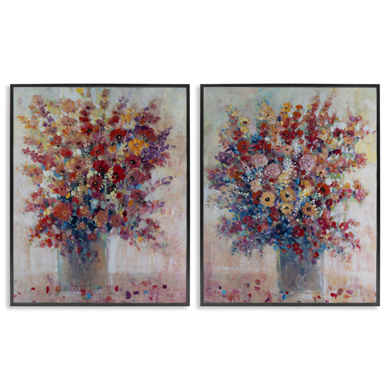 «Bright & Bold Flower Expressions», ensemble de 2 estampes giclées par Tim Ottoole, H 30 po x l 24 po