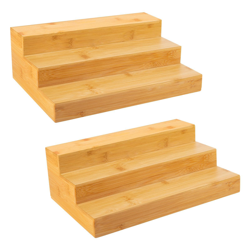 Bamboo Spice Rack Organizer For Cabinet 3 Tier Countertop Step Spice Shelf