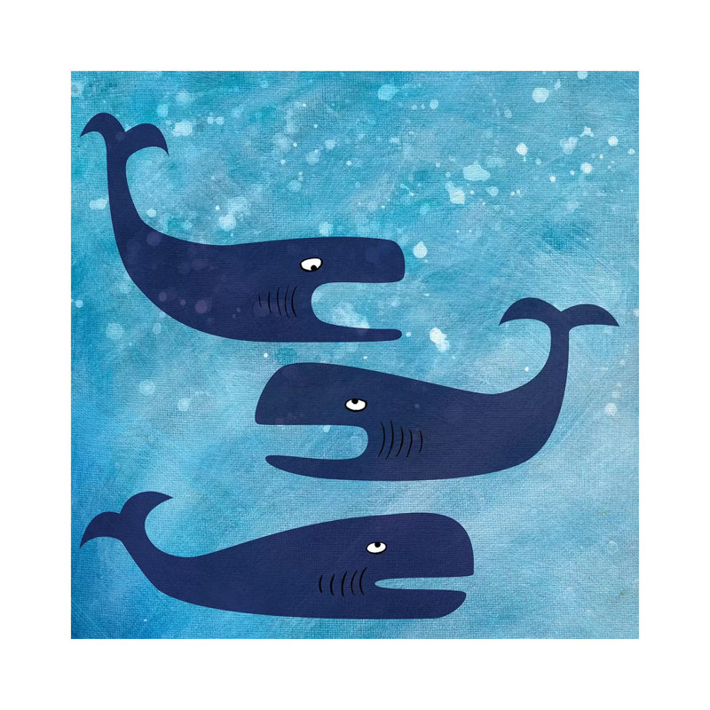 « Baleines » par Nic squirrell-impression, H 26 po x l 26 po x P 1,5 po, Toile tendue, Pas de tapis