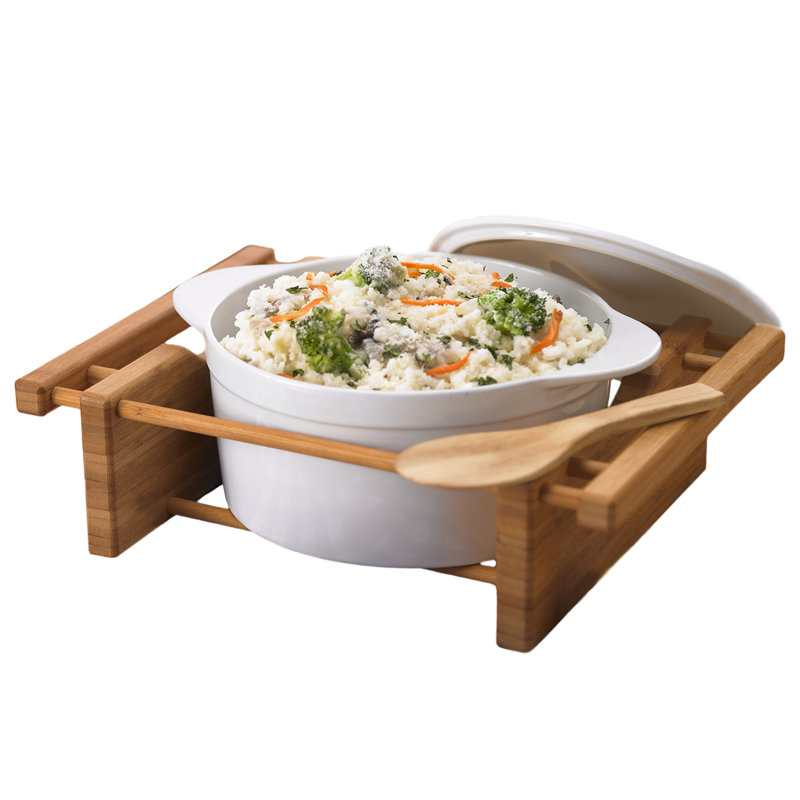 Plat de cuisson en grès avec support en bambou Bay Isle Home Herschel