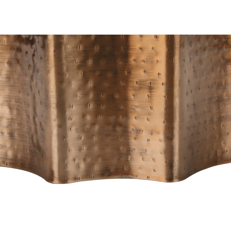 Élégante table d'appoint tambour en métal cuivré pour le salon et le coin-détente avec chambre à coucher martelée