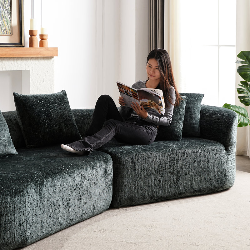Canapé modulaire en chenille - 114 po 4 avec siège extra large, mousse à haute résilience, 4 coussins décoratifs pour un excellent soutien profond à la maison, salon