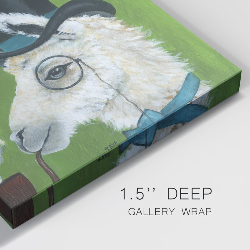 Lama et tuyau - peinture sur toile tendue, H 10 po x l 10 po x P 1,5 po