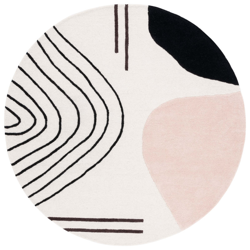 Arabelle Handmade Tufted Wool Ivory/Blush Rug, Round 4'