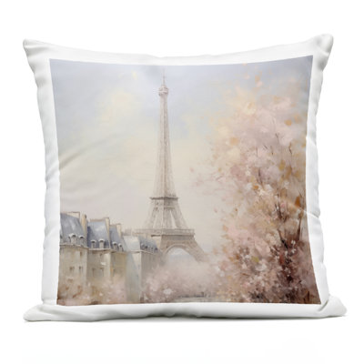 Parisian Eiffel Tower Cityscape Design by Arlington Prints Outdoor Printed Pillow