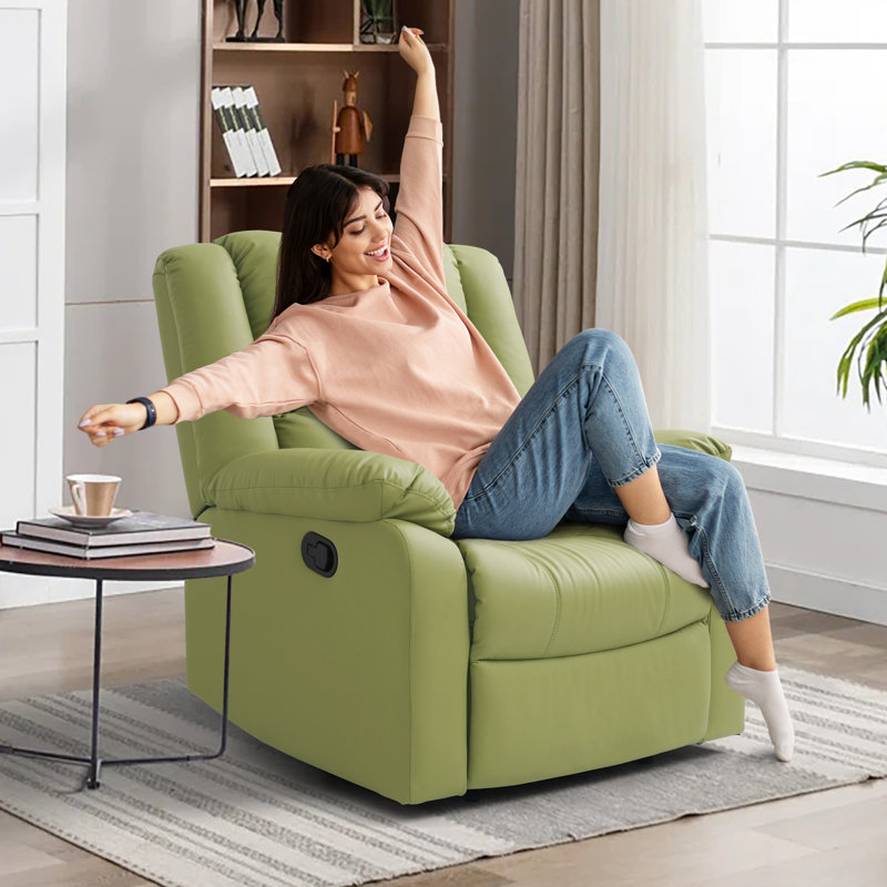 Fauteuil inclinable manuel en similicuir respirant Tachara, Vert