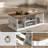 Coffee Table With Storage And Drawers,Rustic Rectangular Centre Table With Solid Wood Legs And Open Shelves,For Living Room,Office,Antique White