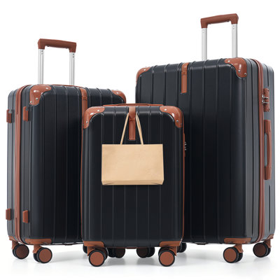 Ensemble de valises de voyage en ABS de qualité supérieure, ensemble de valise à verrou TSA 3 pièces avec des tailles de 20, 24 et 28 pouces avec des roues pivotantes à 360 °