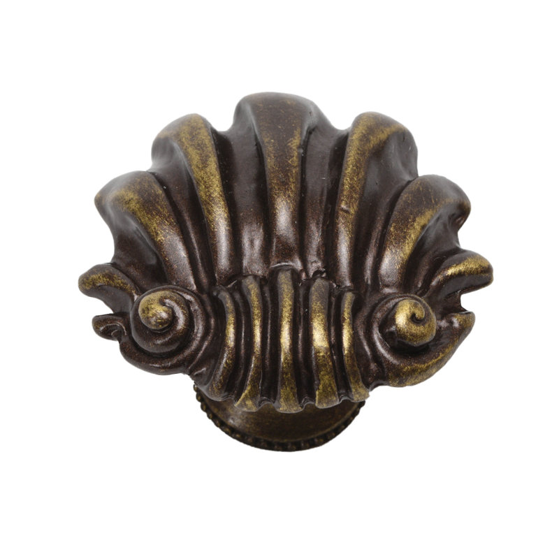 Aphrodite large shell knobin Oil Rub Bronze, Antique Brass