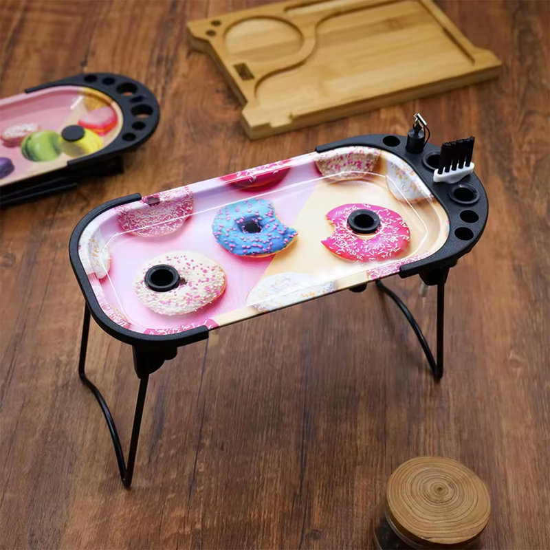 A Versatile Small Tray With A Cool Pattern And Foldable Stand And Accessories, Pink