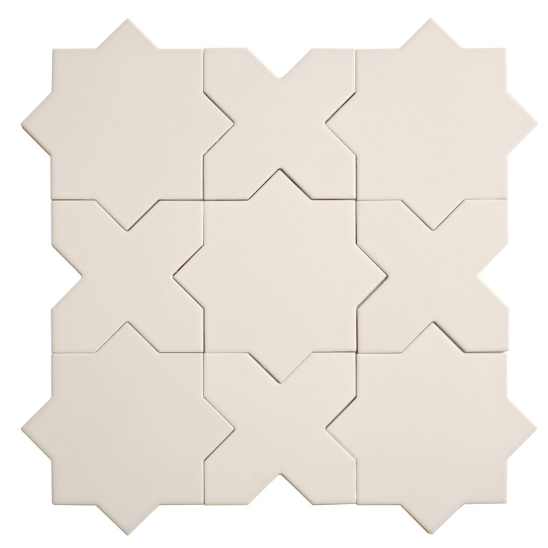 Seville 7 X 7 In. Matte Porcelain Star Wall And Floor Tile (5.31 Sq Ft/Case) - 34 Pack, Light Gray
