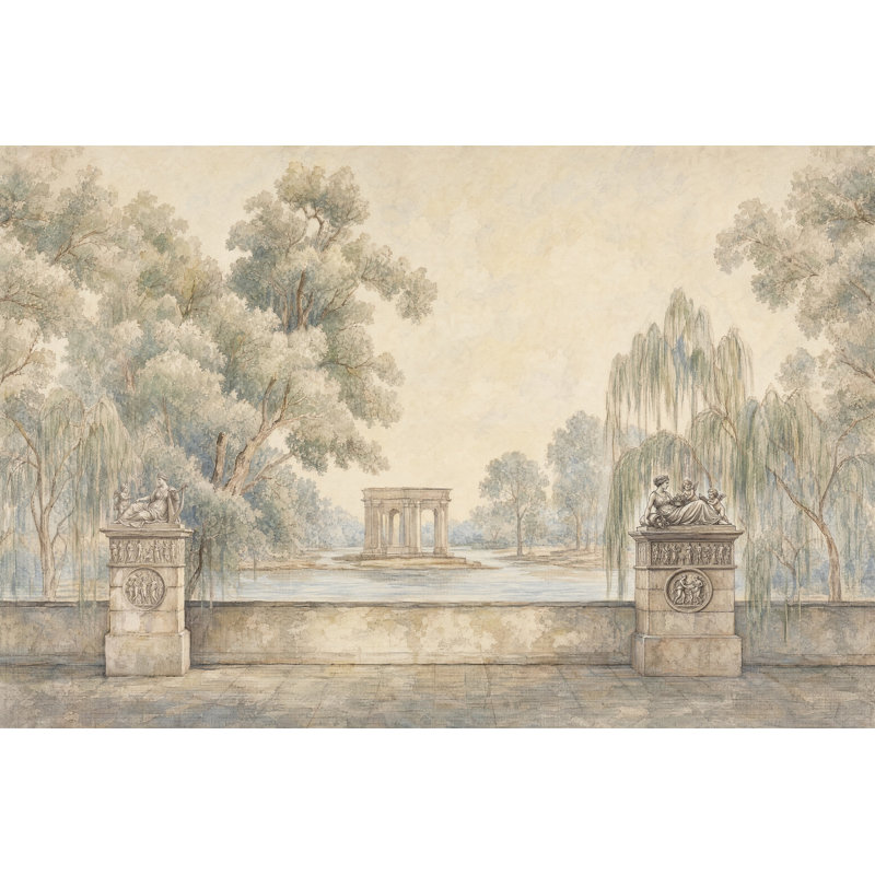 Papier peint en pierre avec ruines classiques et décoration murale pastorale amovible, 200 po x 120 po, Non tissé