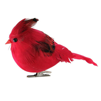 5" Red Cardinal Bird Christmas Ornament with Clip