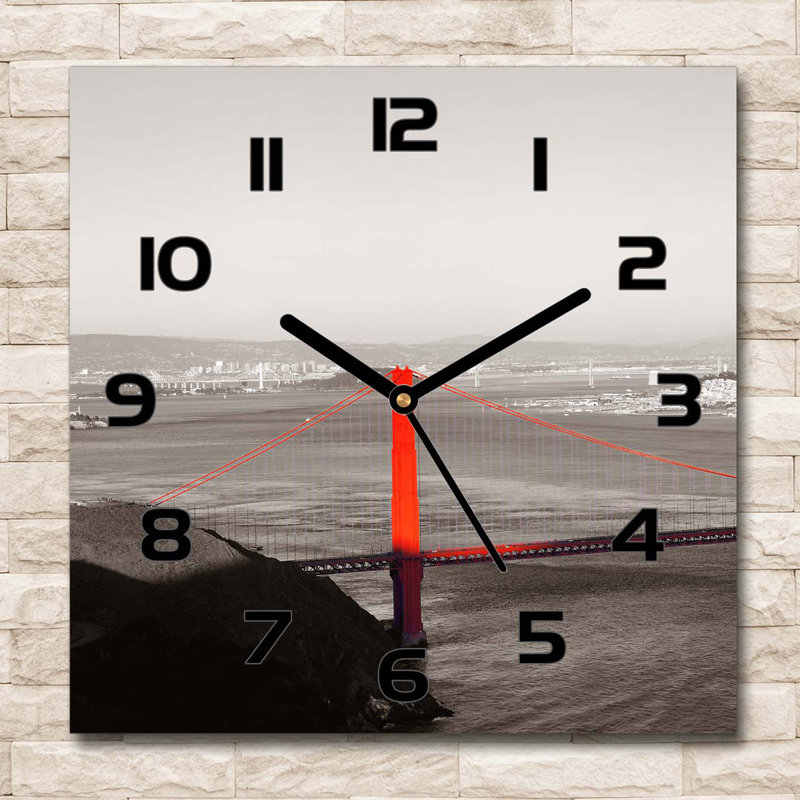 Idnan Glass Wall Clock, Black/Brown/Grey