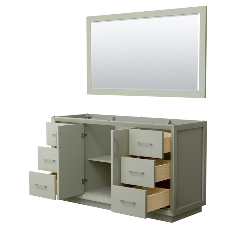 Base de meuble-lavabo simple 59,25 po Strada seulement, Vert clair / gris