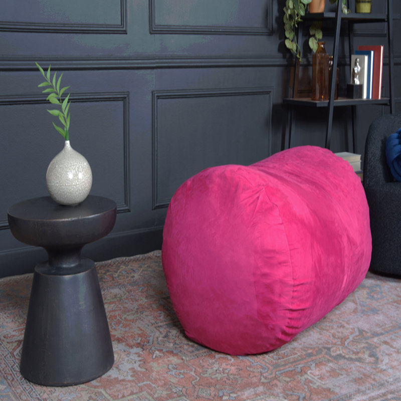 Fauteuil à billes cylindrique en suède de 4 pieds, fuchsia