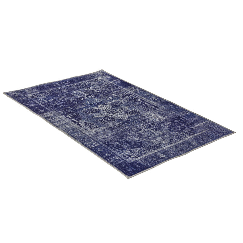 Tapis transitionnel de couleur marine / ivoire, Rectangle 2 pi x 3 pi