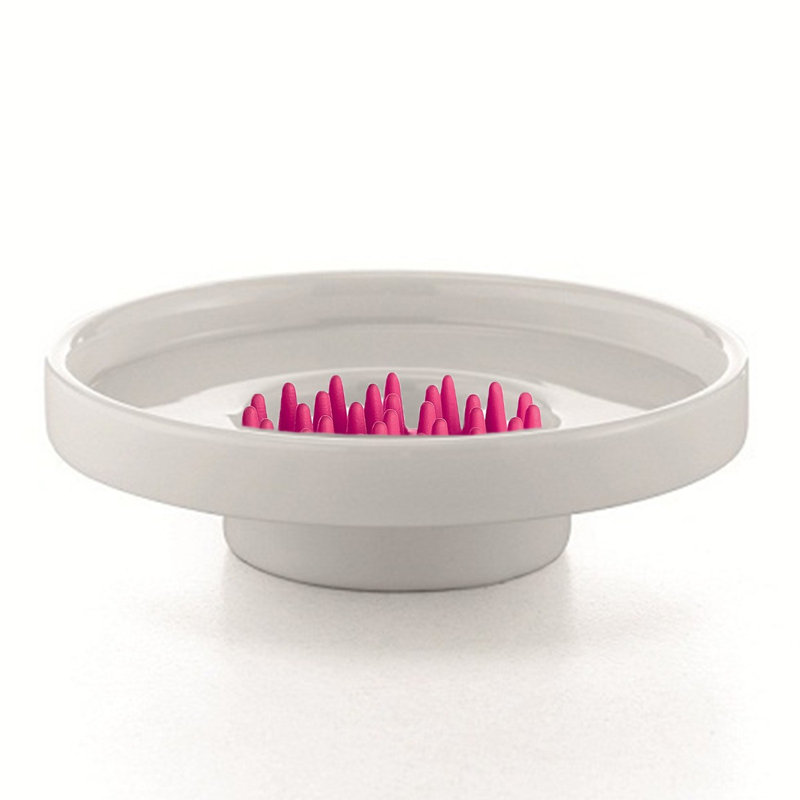 Plat à savon saon Complements, Blanc / fuchsia