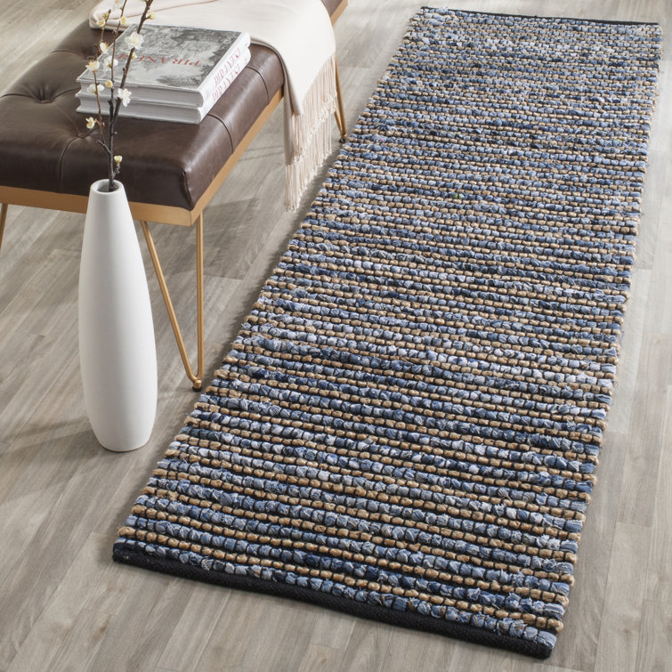 Doleman Hand Woven Cotton/Jute Striped Rug in Blue