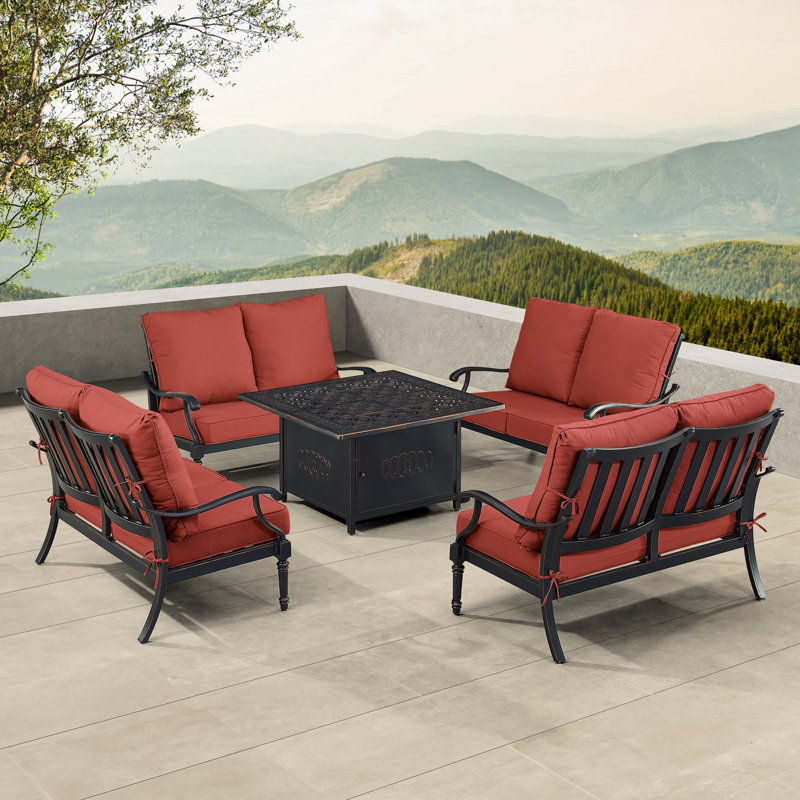 Markece Outdoor 5 - Piece Conversation Set, Red