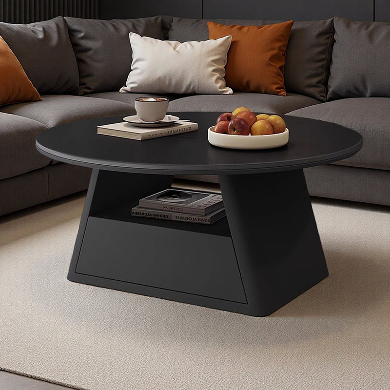 Table basse italienne de style crème minimaliste, Noir, H 15,74 po x L 27,55 po x l 27,55 po, Noir