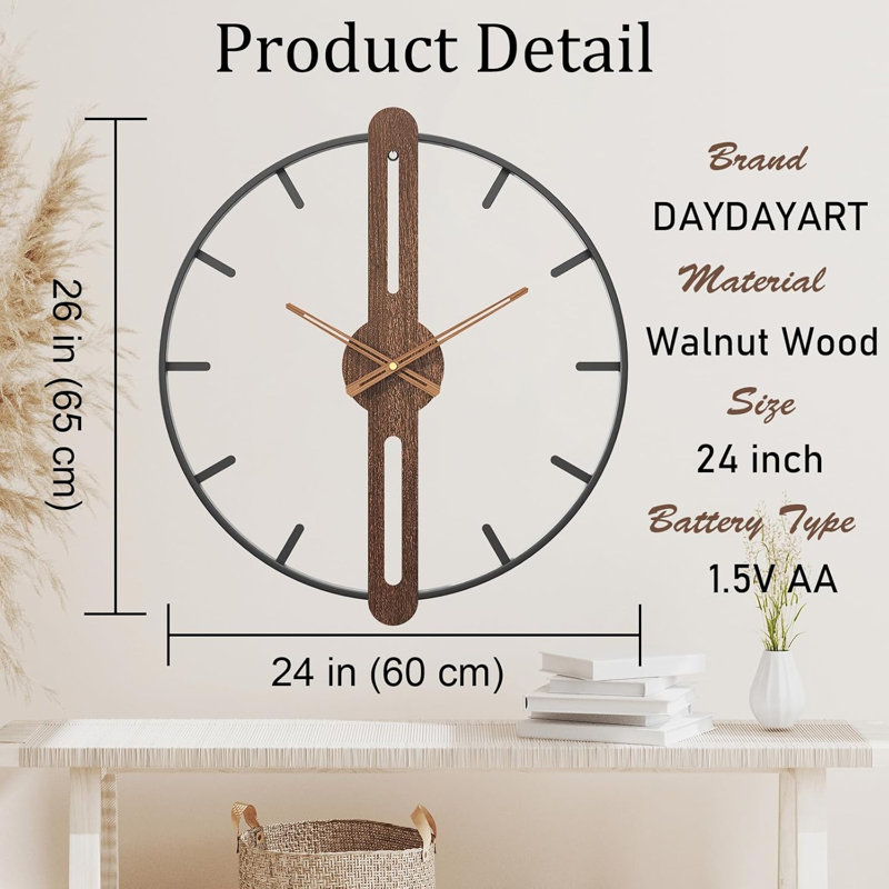 Modern Walnut Dial Wall Clock