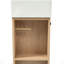 Meuble-lavabo moderne autoportant avec lavabo en céramique et armoire à grain, parfait pour les petits espaces et un rangement efficace.