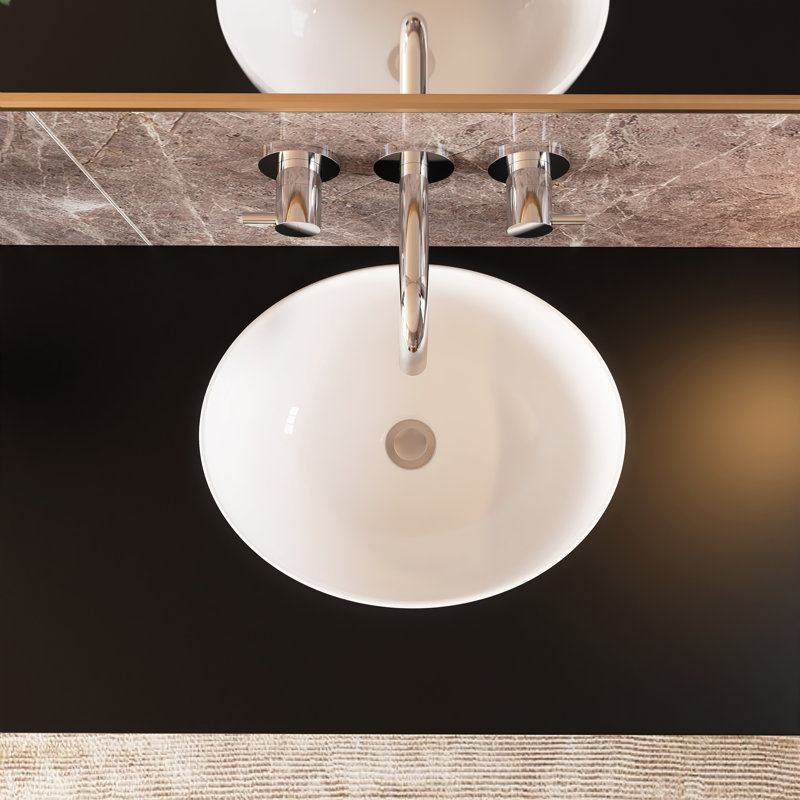 Lavabo de salle de bain vasque ovale en céramique blanche 16 x 13 pouces