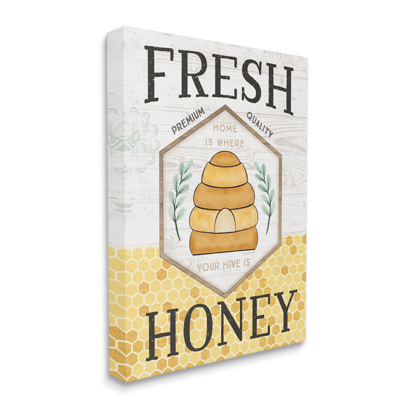 Signe «Fresh Honey Rustic Bee Hive» par Jennifer Pugh - Publicité sur cadre flottant, H 30 po x l 24 po x P 1,5 po
