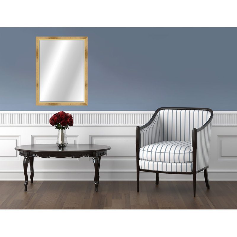 Metropolis II Rectangle Wall Mirror, 31.75" x 25.75", Natural/Gold