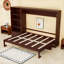 Grand lit escamotable avec rangement réglable, tablette et tiroir - Lit escamotable mural peu encombrant pour petites pièces, noyer-358499415
