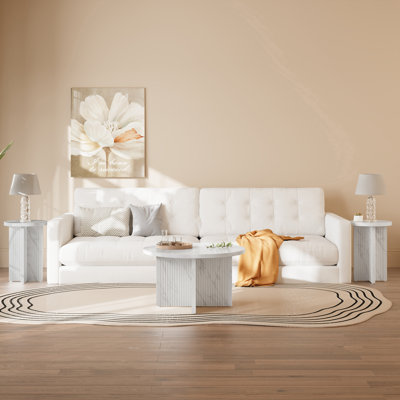 Ensemble de 3 tables basses de salon en faux marbre