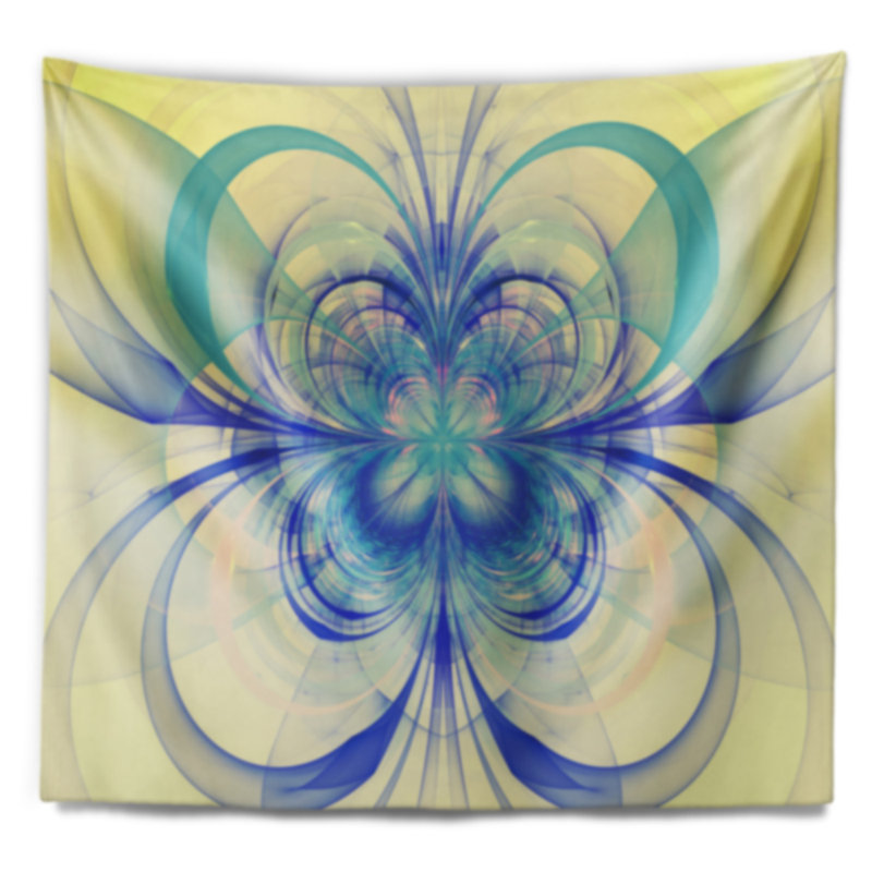 Tapisserie florale bleue à motif floral, H 32 po x l 39 po