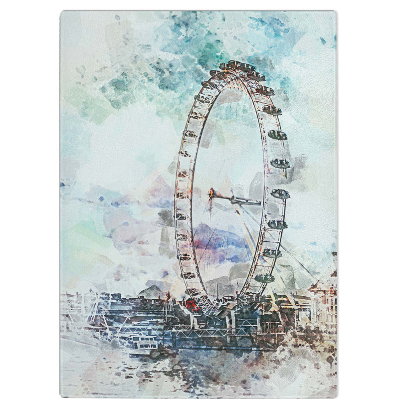 Tempered Glass The London Eye in Abstract Chopping Board, 28.5 cm W x 39 cm L
