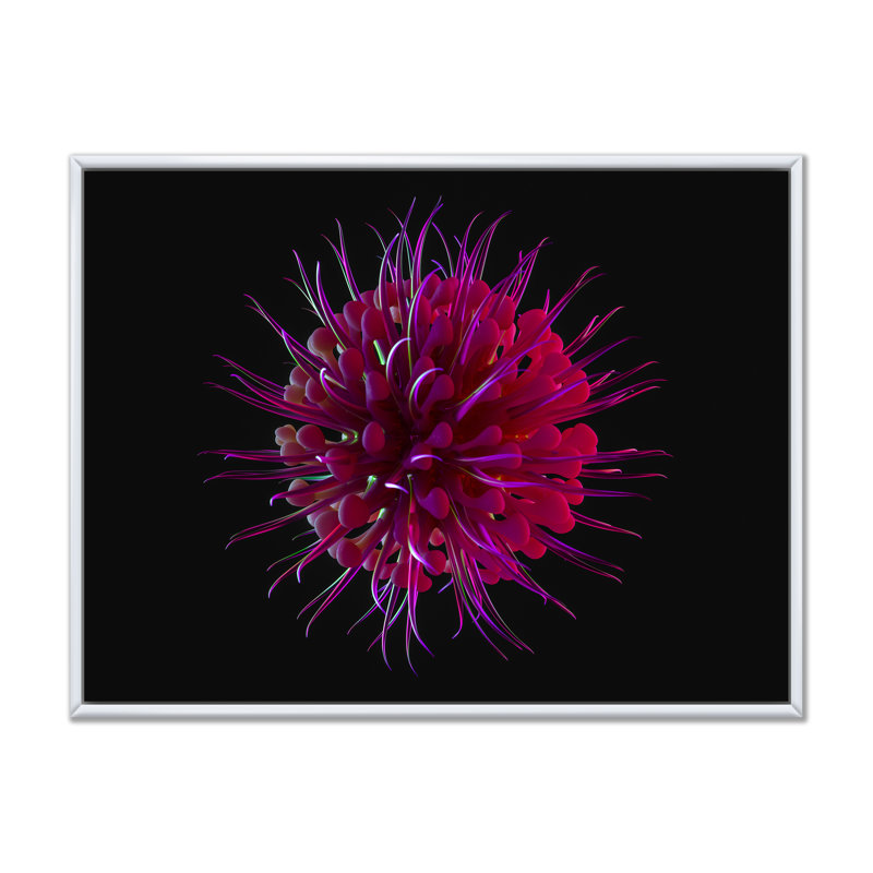 Impression sur toile mauve à motif floral cosmique, H 8 po x l 12 po x P 1,5 po, Cadre flottant blanc