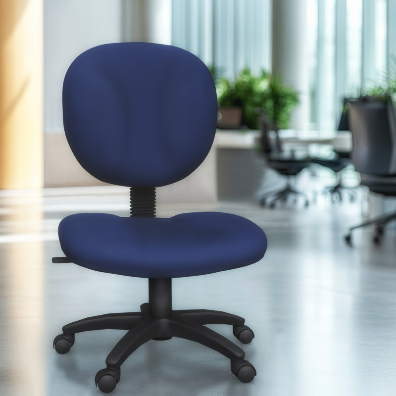 Regency Comfort Series Swivel Fabric Computer Task Chair - Armless - Navy Blue, Blue