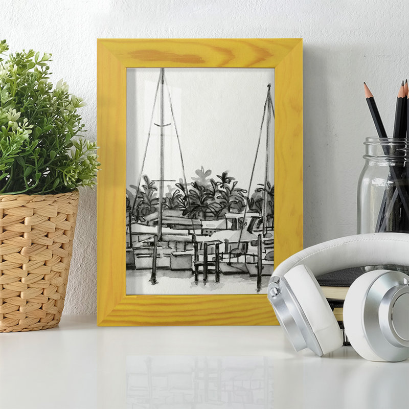 Neutral Tropics II - impression d'un seul cadre photo, H 9 po x l 7 po x P 1 po, Jaune