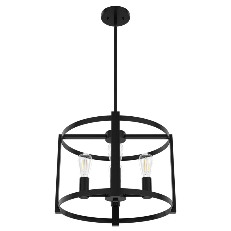 Astwood 4 - Light Dimmable Lantern Drum Chandelier, Matte Black, 18" W x 18" D x 13" H