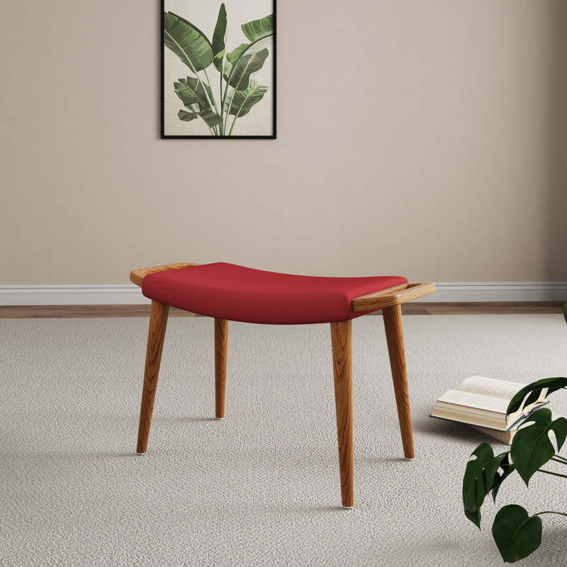 Repose-pieds décoratif avec pied en bois, Rouge