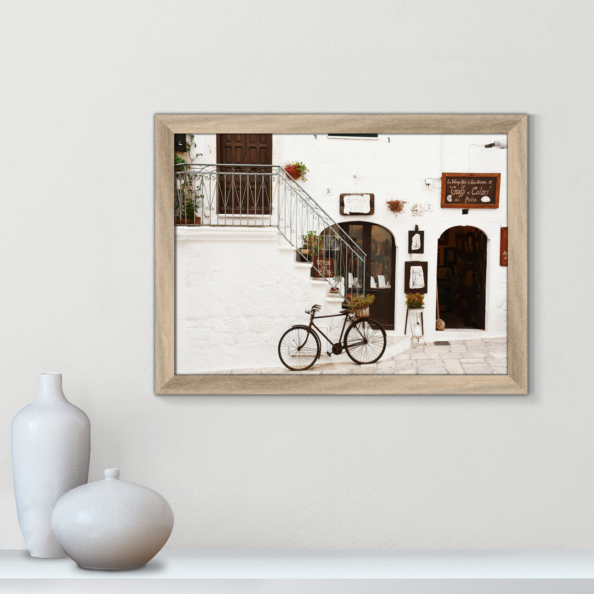 La Bottega D'arte by - Single Picture Frame Print, 18" H x 24" W x 0.75" D, Natural Framed
