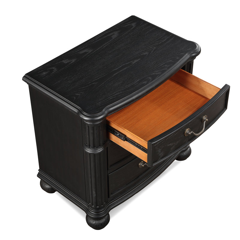 Table de chevet 3 chambres à finition foncée noire et grise