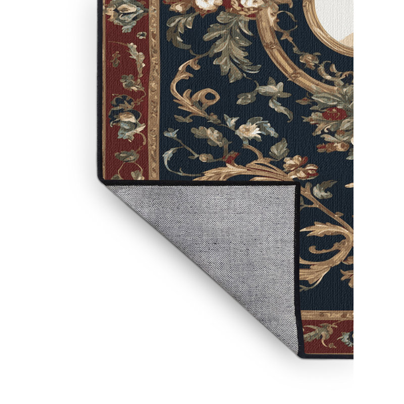 Tapis noir français lavable à la machine, Rond 6 pi