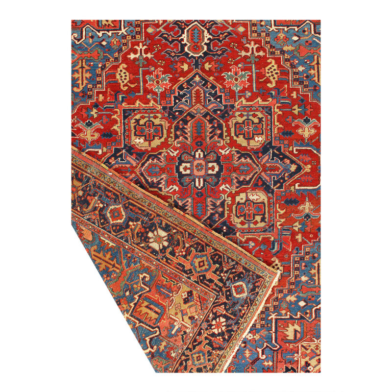 Tapis rouille persan antique Heriz Serapi 7 pi 1 po x 9,2 po