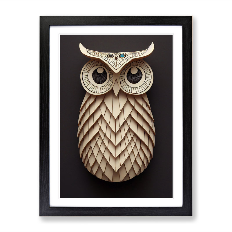 Paper Owl - Single Picture Frame Print, Black Framed, 64cm H x 46cm W x 2cm D